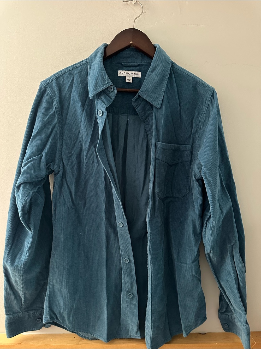 Teal Corduroy Button-Down Shirt for Women